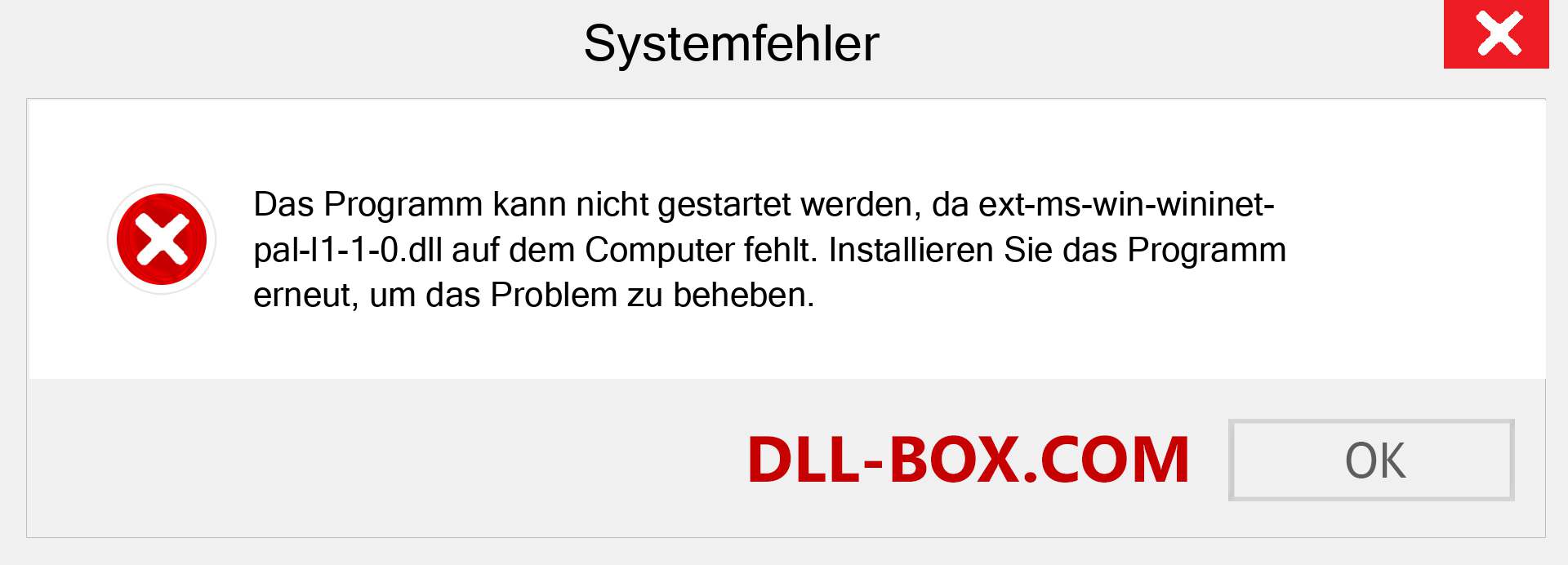 ext-ms-win-wininet-pal-l1-1-0.dll-Datei fehlt?. Download für Windows 7, 8, 10 - Fix ext-ms-win-wininet-pal-l1-1-0 dll Missing Error unter Windows, Fotos, Bildern